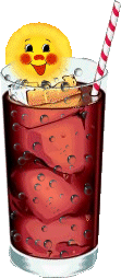 a bubbly cola with a winking smiley atop it