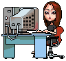 pixel girl typing on the computer