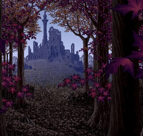 rainy castle ruins