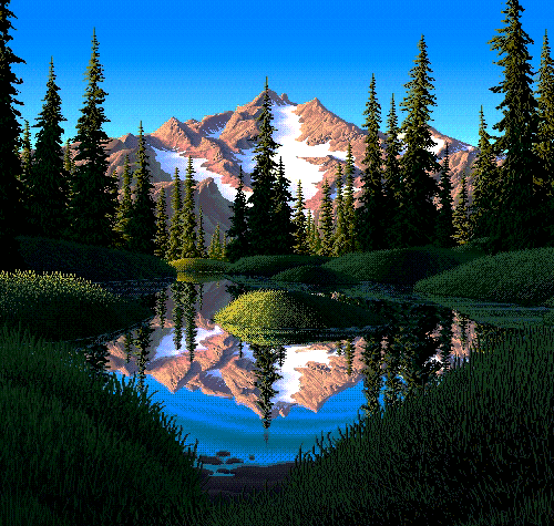 sunny mirror pond