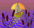 sailboat in sunset waves
