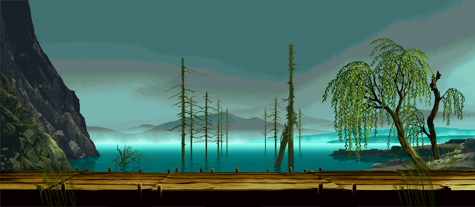 cloudy forest bridge