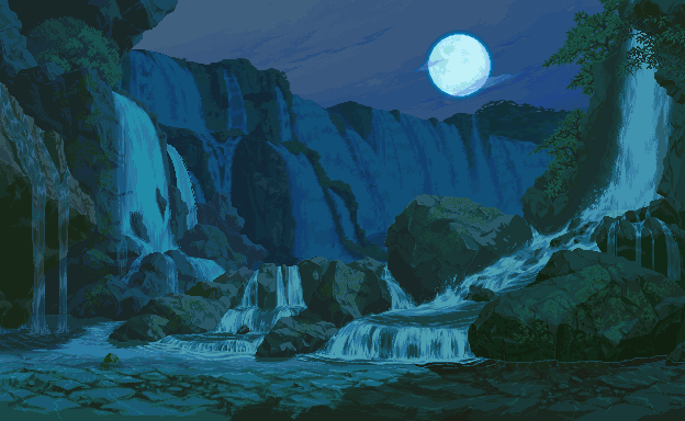 night waterfall